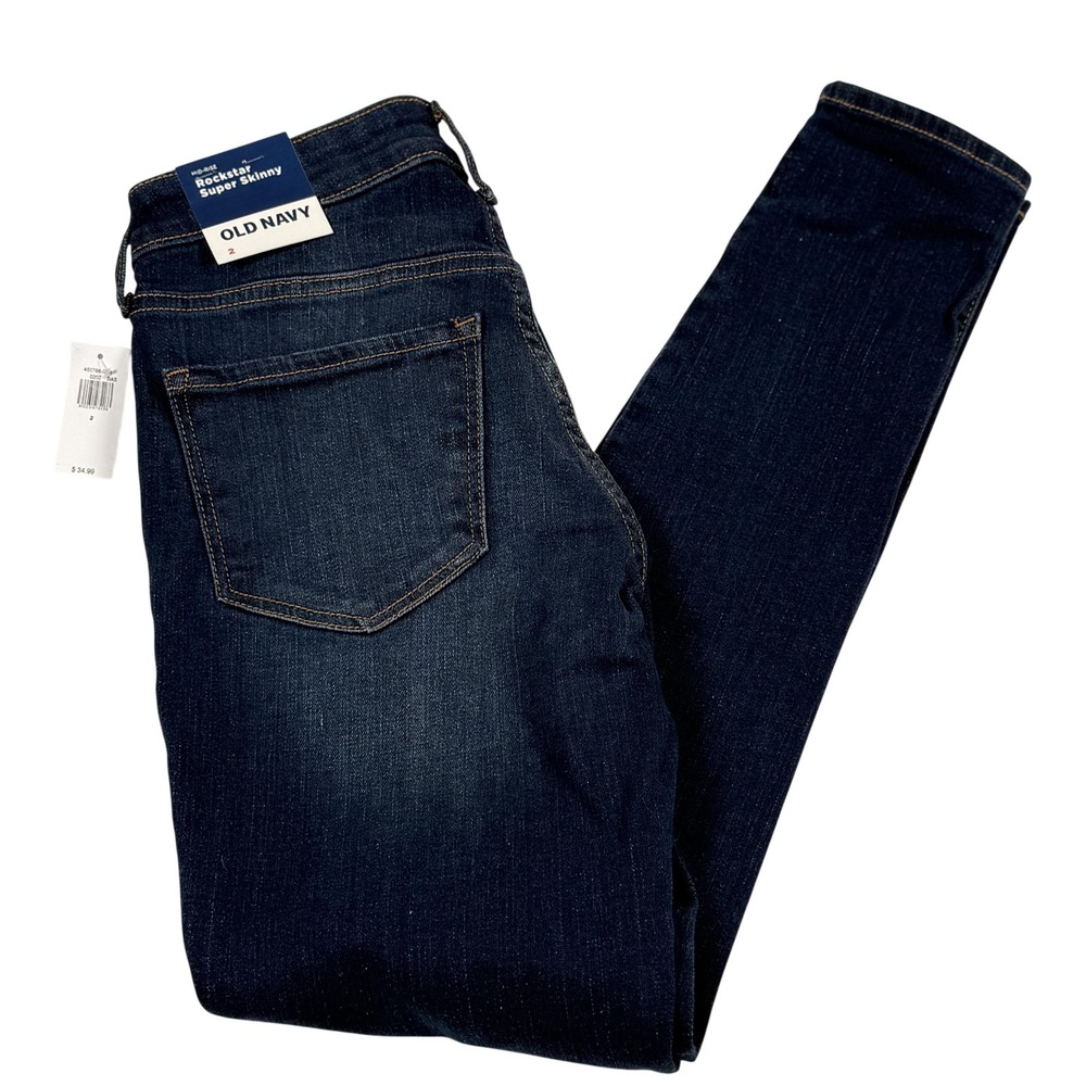 Old Navy Rockstar Super Skinny Jeans 2‎ Dark Wash Low Rise Stretch Denim NWT